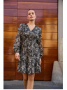 Moodo Vzorované šaty s výstrihom čierne Moodo
