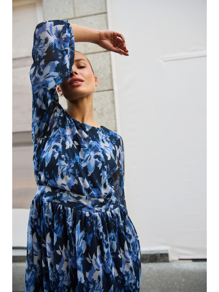 Moodo Plisované šaty tmavo modré Moodo