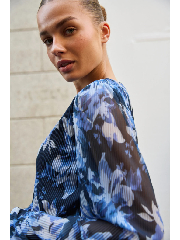 Moodo Plisované šaty tmavo modré Moodo