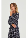 Moodo Tmavo modré midi šaty s kvetmi Moodo