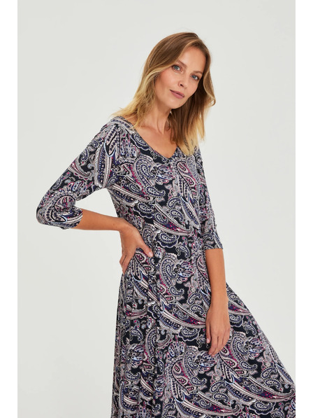 Moodo Tmavo modré šaty so vzorom paisley Moodo