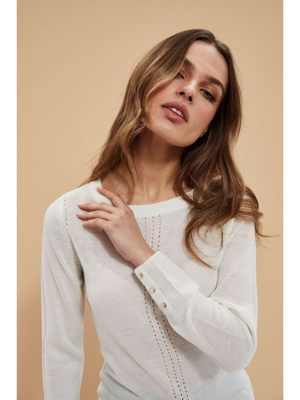 Moodo Perleťový sveter s čipkovanou ozdobou Moodo
