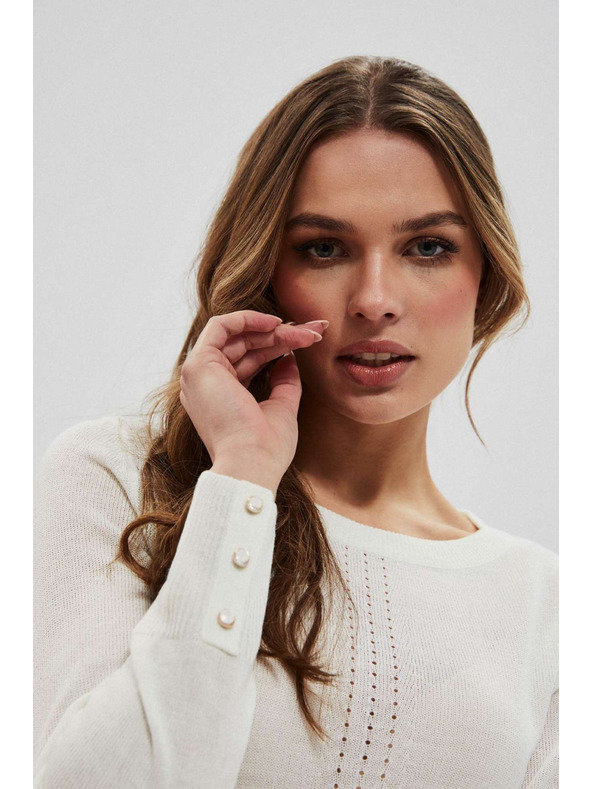 Moodo Perleťový sveter s čipkovanou ozdobou Moodo