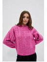 Moodo Fuchsiový sveter so vrkočovým vzorom Moodo