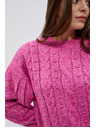 Moodo Fuchsiový sveter so vrkočovým vzorom Moodo