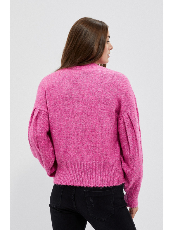 Moodo Fuchsiový sveter so vrkočovým vzorom Moodo