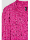Moodo Fuchsiový sveter so vrkočovým vzorom Moodo