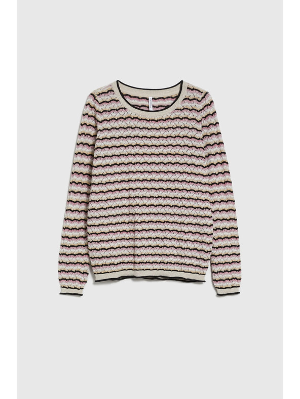 Moodo Béžový sveter s pruhmi Moodo