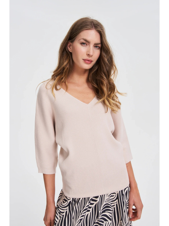 Moodo Sveter s 3/4 rukávmi béžový Moodo