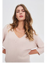 Moodo Sveter s 3/4 rukávmi béžový Moodo