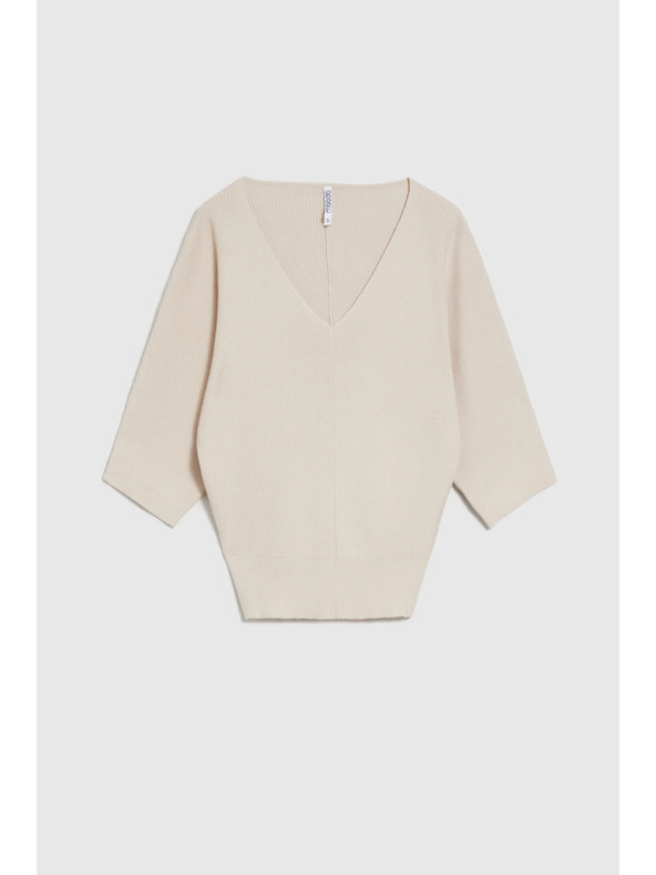 Moodo Sveter s 3/4 rukávmi béžový Moodo