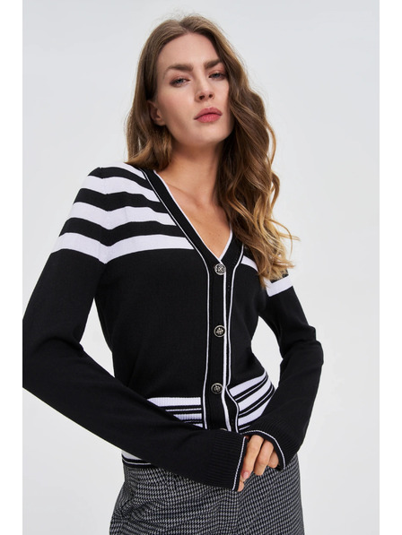 Moodo Sveter s ozdobnými gombíkmi čierny Moodo