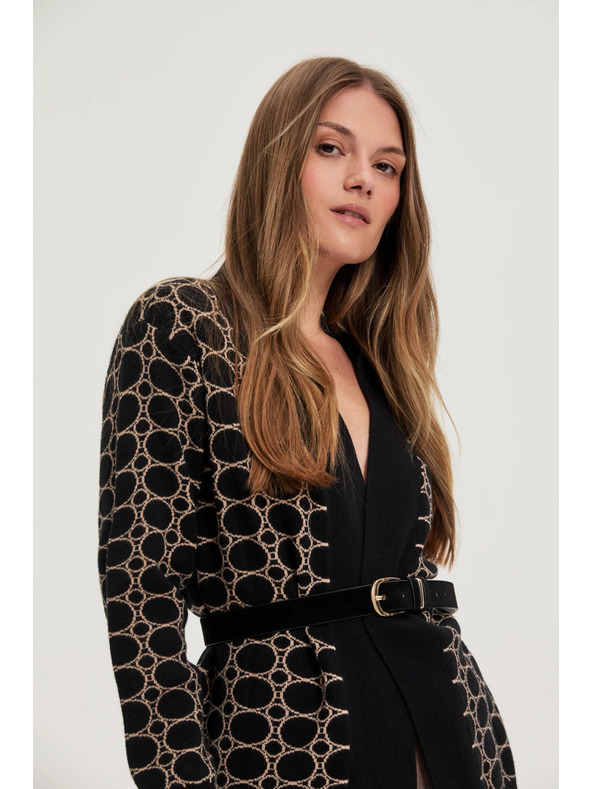 Moodo Čierny kardigán s geometrickým vzorom Moodo