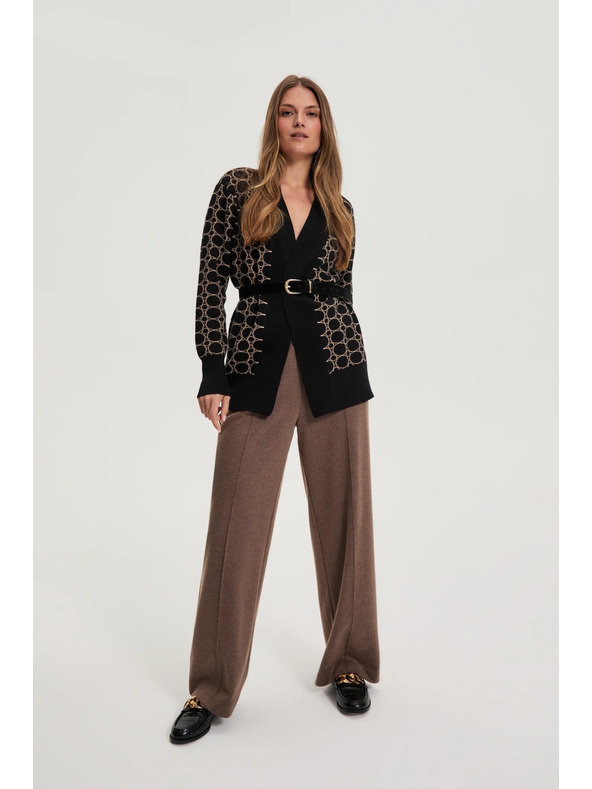 Moodo Čierny kardigán s geometrickým vzorom Moodo