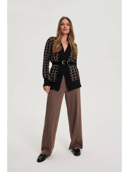 Moodo Čierny kardigán s geometrickým vzorom Moodo