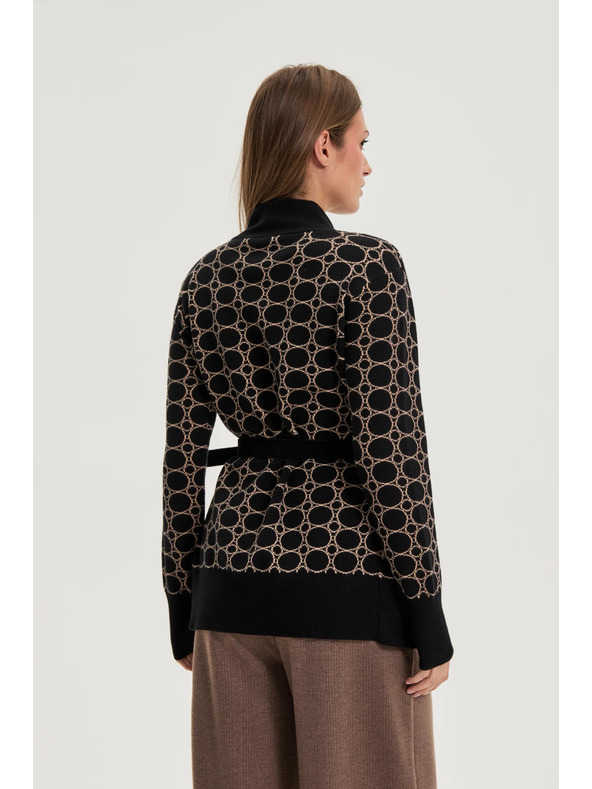 Moodo Čierny kardigán s geometrickým vzorom Moodo