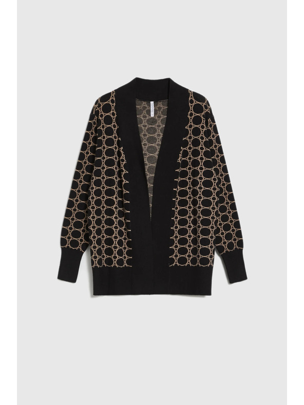 Moodo Čierny kardigán s geometrickým vzorom Moodo