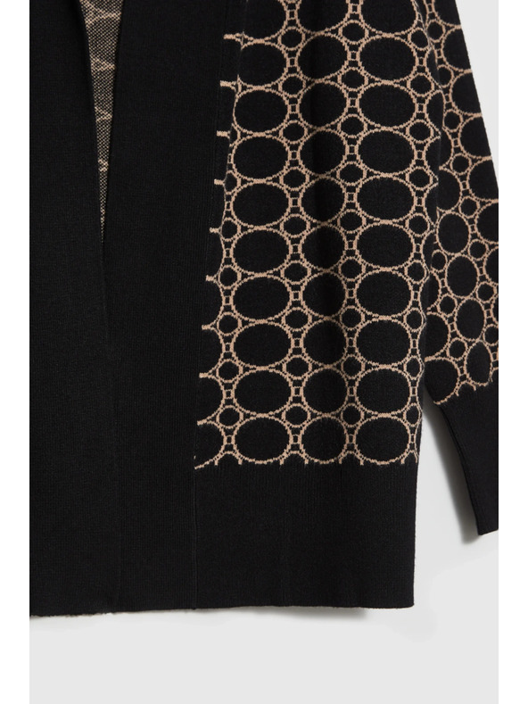 Moodo Čierny kardigán s geometrickým vzorom Moodo