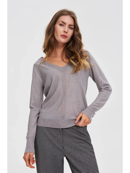 Moodo Šedý sveter s metalickým vláknom Moodo