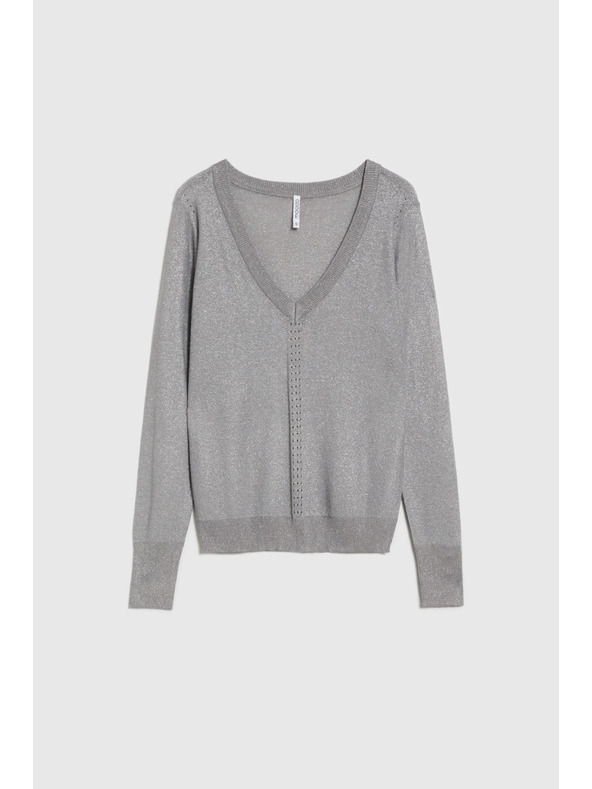 Moodo Šedý sveter s metalickým vláknom Moodo
