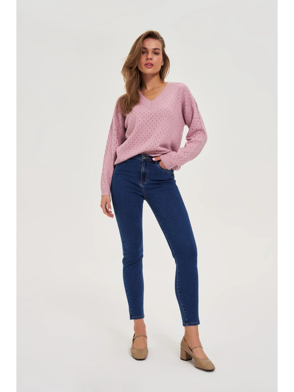Moodo Azúrový sveter ružový Moodo