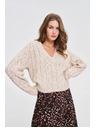 Moodo Béžový kardigán s ozdobným pletením Moodo