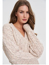 Moodo Béžový kardigán s ozdobným pletením Moodo