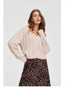 Moodo Béžový kardigán s ozdobným pletením Moodo