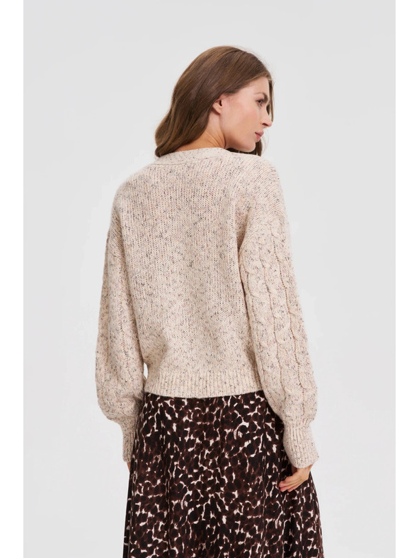 Moodo Béžový kardigán s ozdobným pletením Moodo