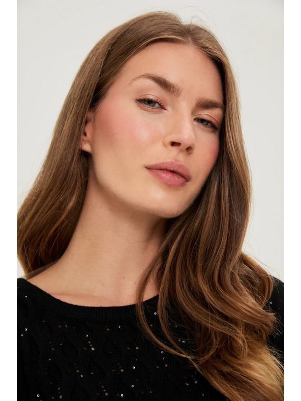 Moodo Sveter s flitrami čierny Moodo