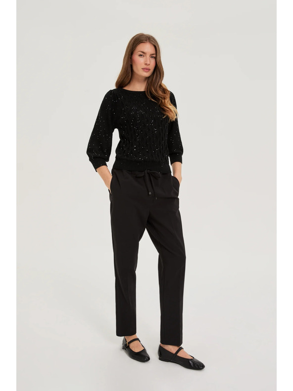 Moodo Sveter s flitrami čierny Moodo