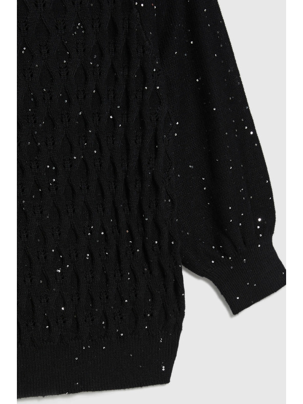 Moodo Sveter s flitrami čierny Moodo