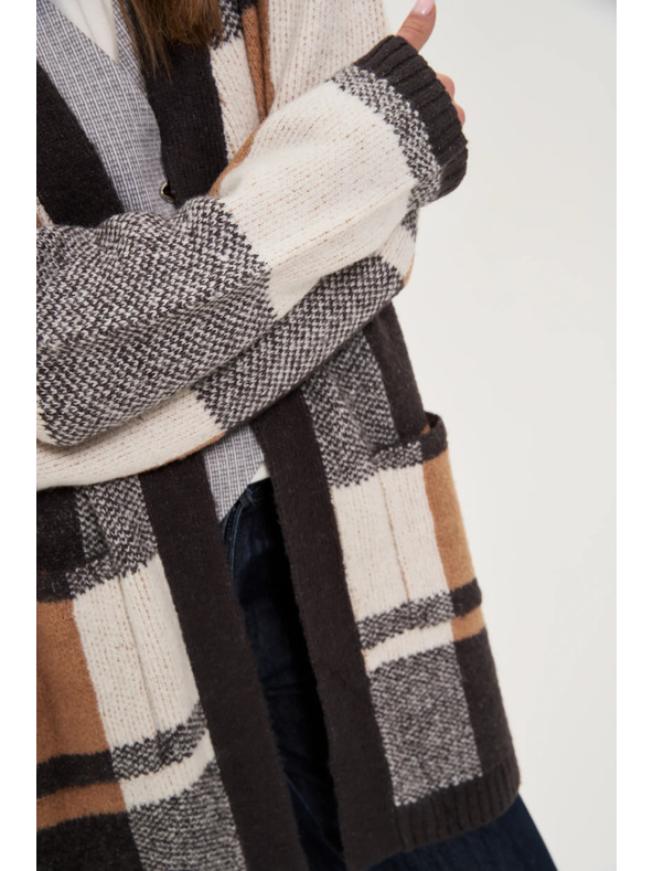 Moodo Béžový károvaný kardigán Moodo