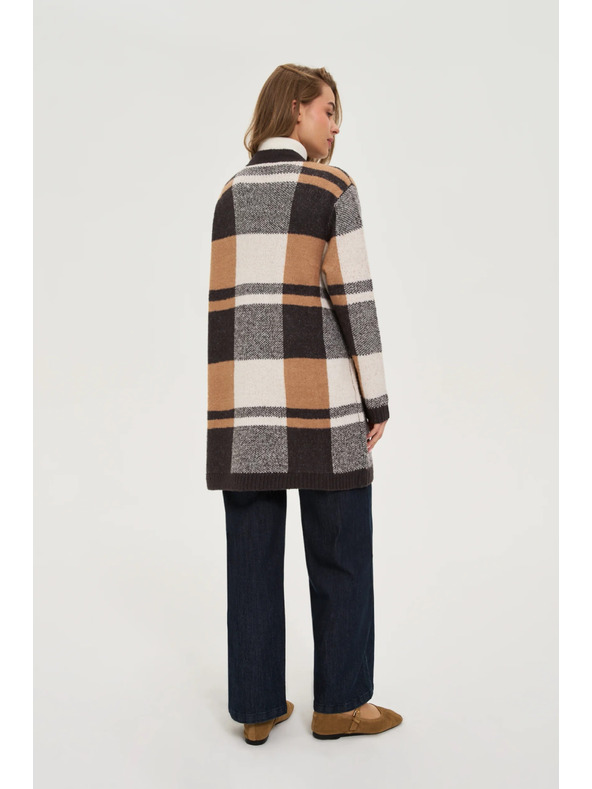 Moodo Béžový károvaný kardigán Moodo