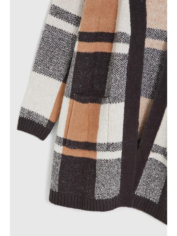 Moodo Béžový károvaný kardigán Moodo