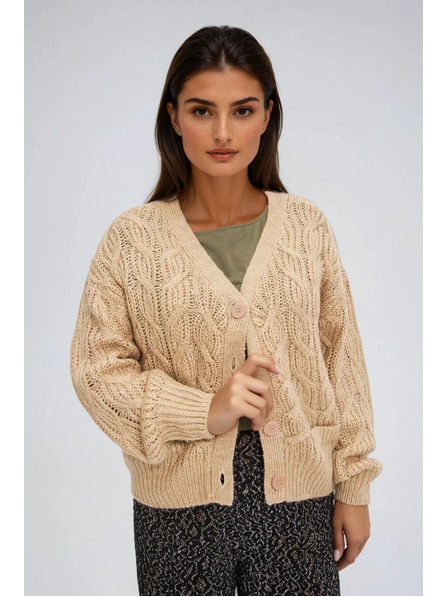 Moodo Béžový kardigán s výstrihom do V Moodo