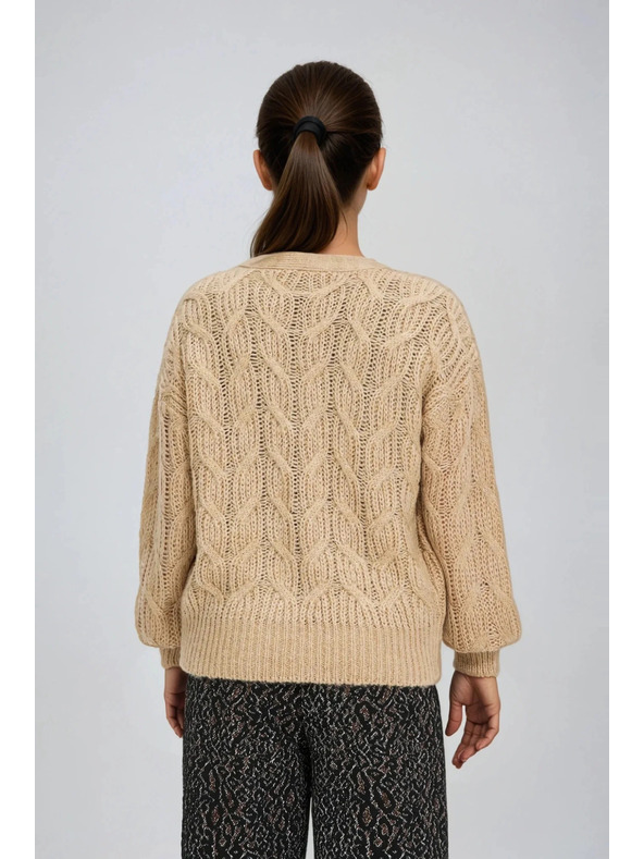 Moodo Béžový kardigán s výstrihom do V Moodo