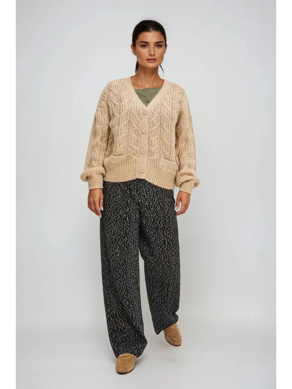 Moodo Béžový kardigán s výstrihom do V Moodo