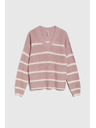 Moodo Ružový sveter s pruhmi Moodo