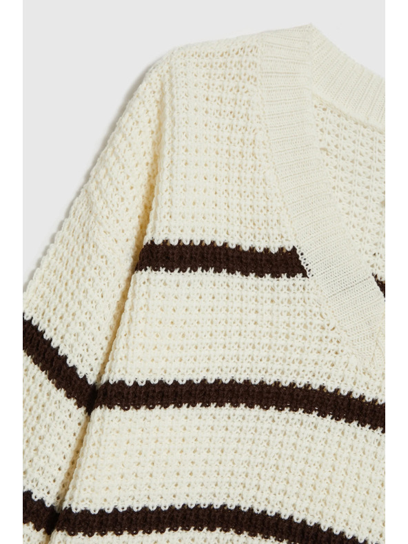 Moodo Béžový sveter s pruhmi Moodo