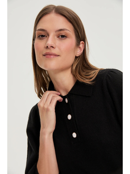 Moodo Sveter s golierom čierny Moodo