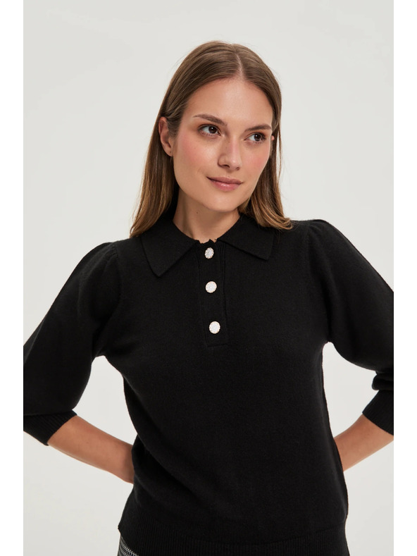 Moodo Sveter s golierom čierny Moodo