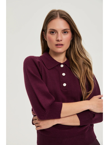 Moodo Sveter s golierom vínový Moodo