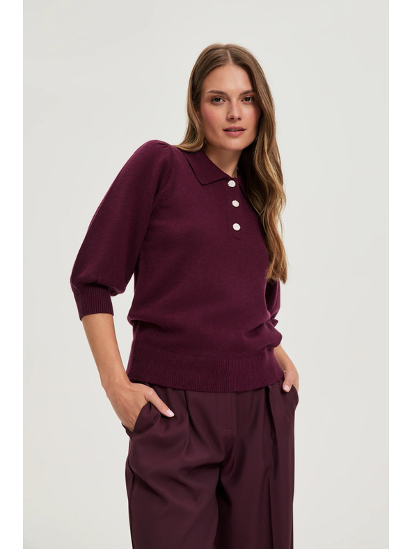 Moodo Sveter s golierom vínový Moodo