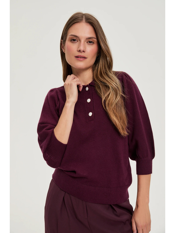 Moodo Sveter s golierom vínový Moodo