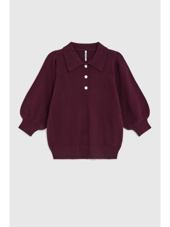 Moodo Sveter s golierom vínový Moodo