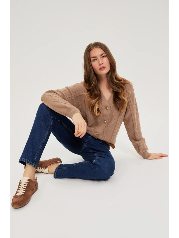 Moodo Pletený béžový kardigán Moodo