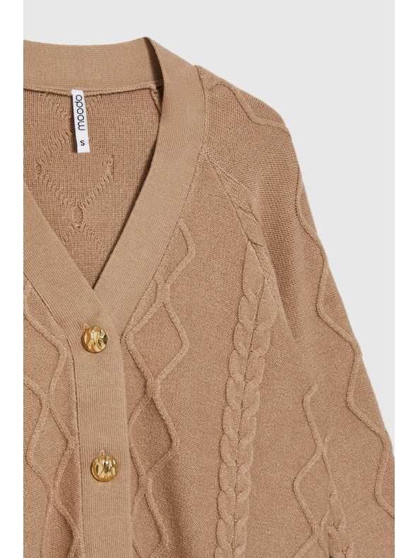 Moodo Pletený béžový kardigán Moodo
