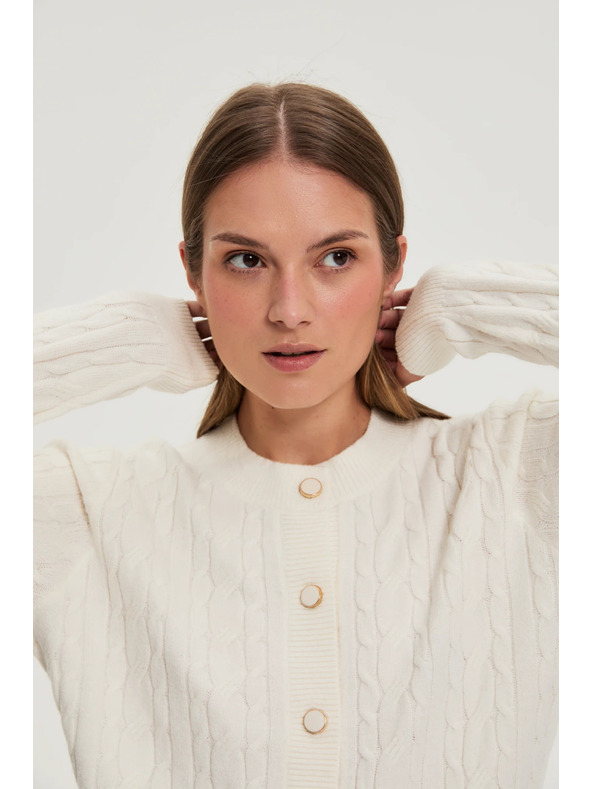Moodo Sveter s ozdobným pletením ecru Moodo