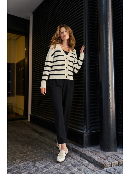 Moodo Pruhovaný kardigán ecru Moodo